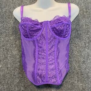 NEW Dealmore Purple Lace Mesh Corset Bustier Top Women XL Going Out Top Festival